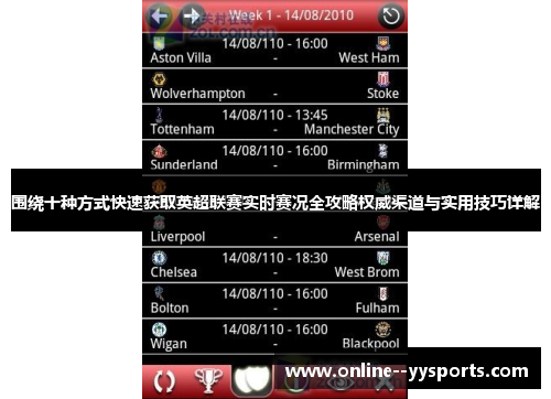 围绕十种方式快速获取英超联赛实时赛况全攻略权威渠道与实用技巧详解 围绕十种方式快速获取英超联赛实时赛况全攻略权威渠道与实用技巧详解